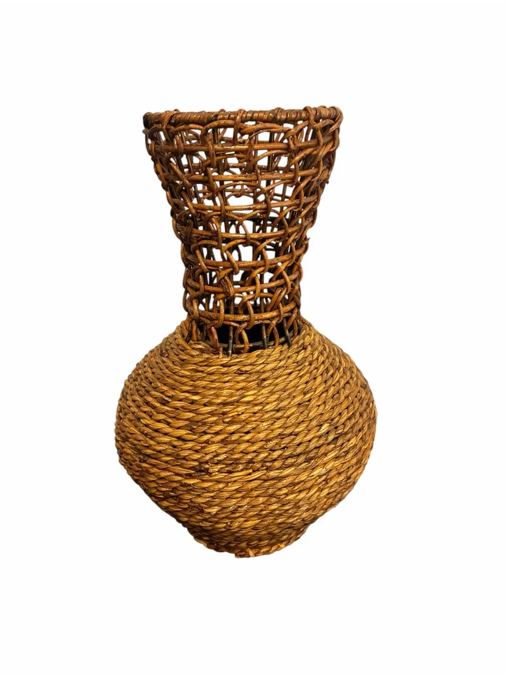American Rope & Reed Handwoven Vase MCM